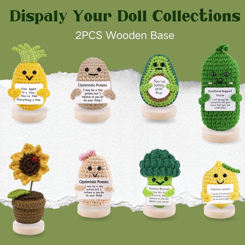 PinCute 2Pcs Dual Needle Wooden Base for Doll - Holder for Crochet Emotional Potato Pickle Pineapple Dolls and Figurines Display Stand Home Decorative Showcase Holder for Toys, Collectibles, Miniature Things - Image 3